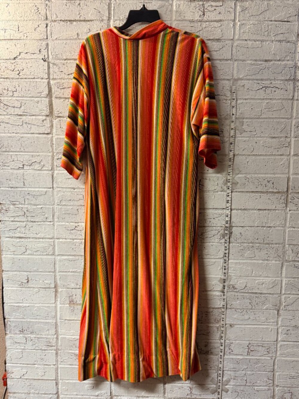 Vintage Striped Duster Robe “Coat of Many Colors” Inspired Boho Open Front - Picture 5 of 7